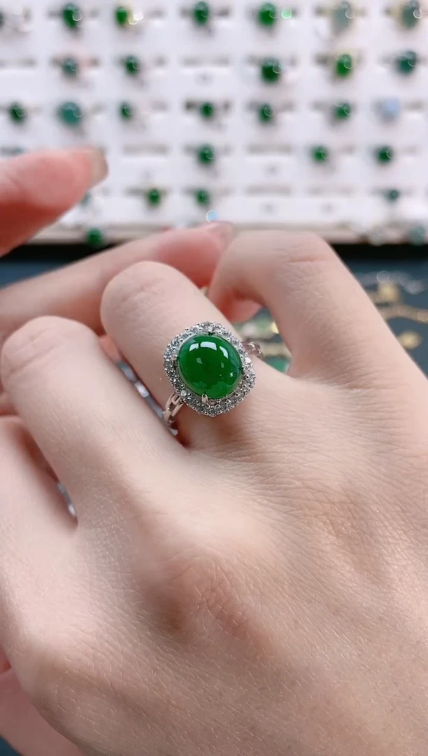 【闪购商品】翡翠戒指银S925镶嵌天然翡翠