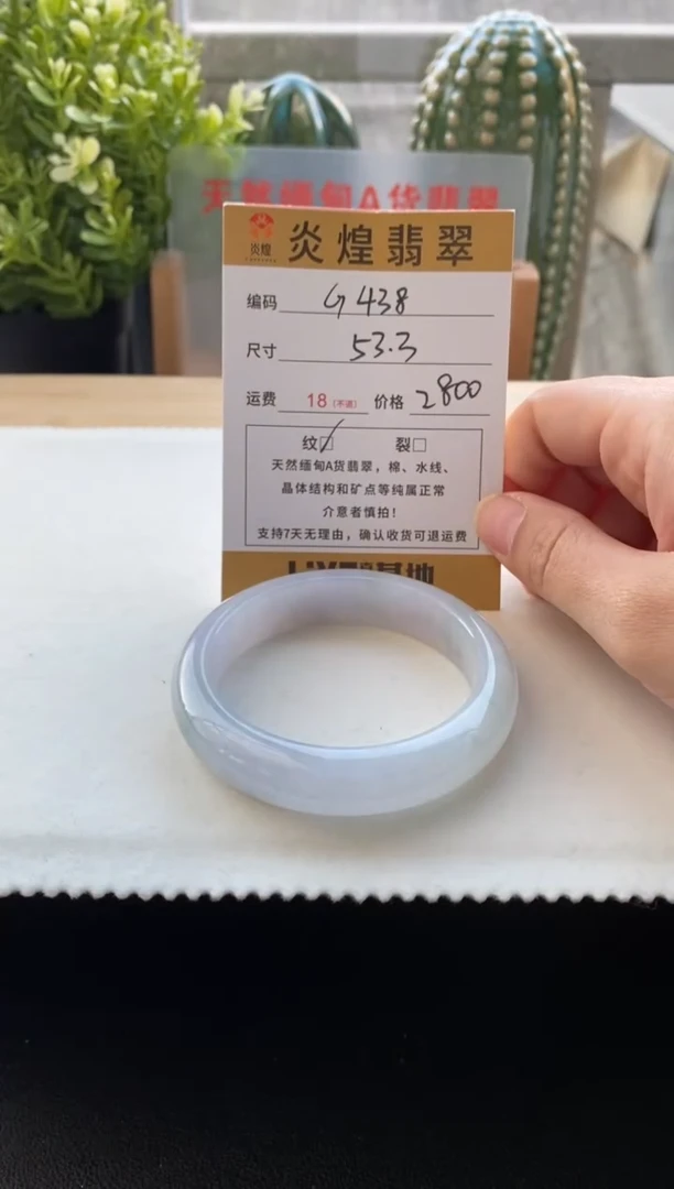 未镶嵌手镯翡翠圈口53.3编码g438