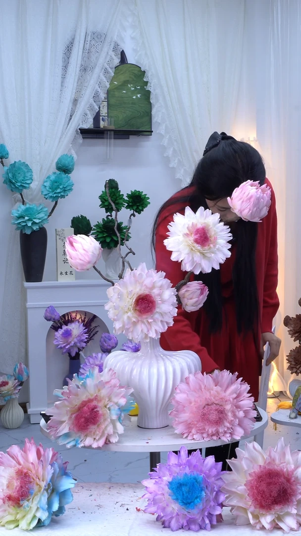 龙枣支洋蓟桃夭【带花瓶】