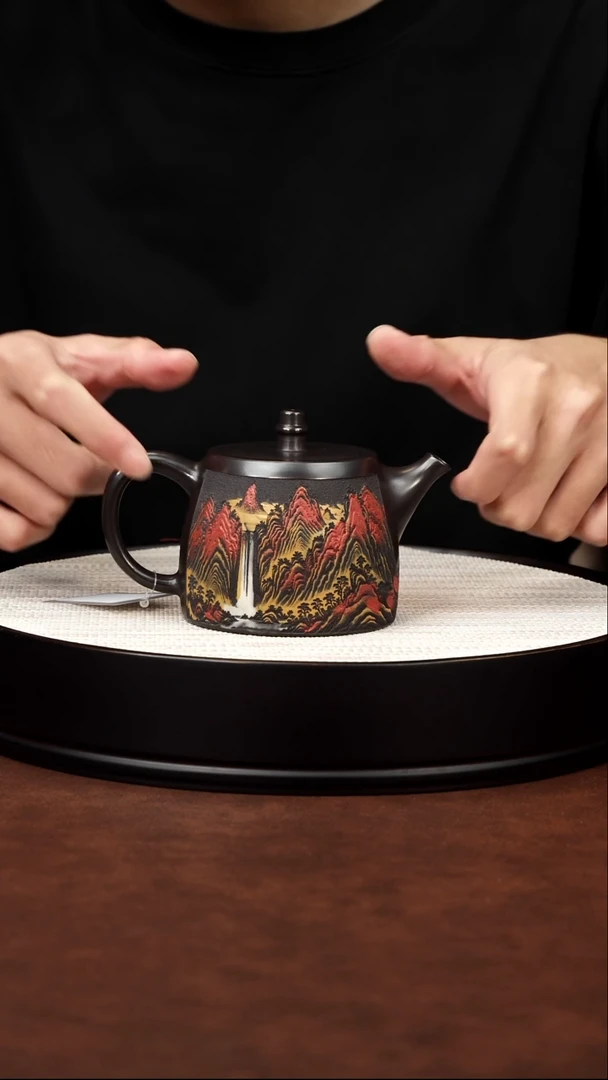 茶壶紫砂宜兴紫砂  彩绘柱础 蒋华