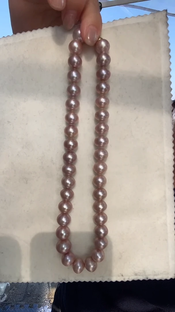 颈饰银S925镶嵌淡水珍珠11-14mm天然淡水紫珠项链