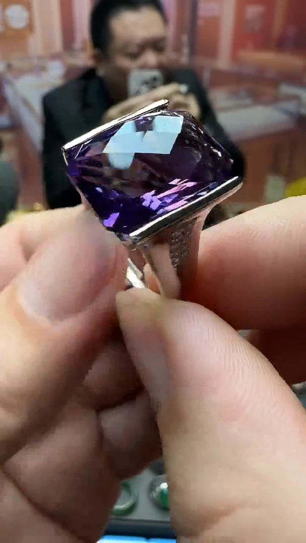 【闪购商品】水晶戒指银S925镶嵌紫水晶戒指