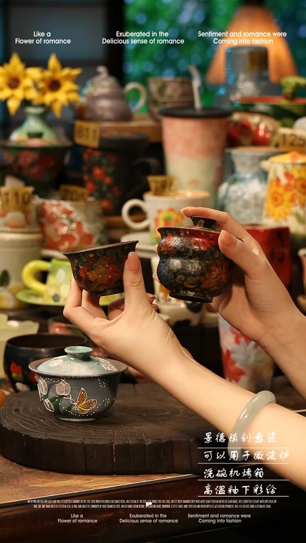 陶瓷景德镇高温釉下彩手工手绘款式