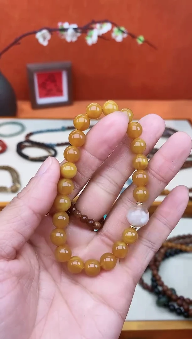 【闪购商品】琥珀手链未镶嵌08老蜡单圈