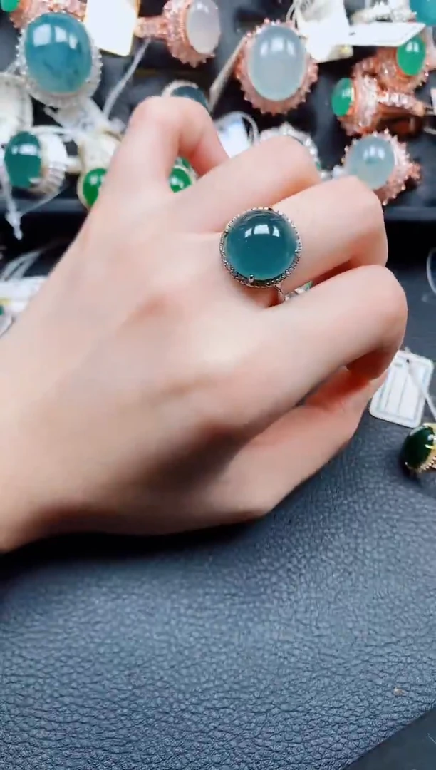 银S925镶嵌戒指翡翠翡翠