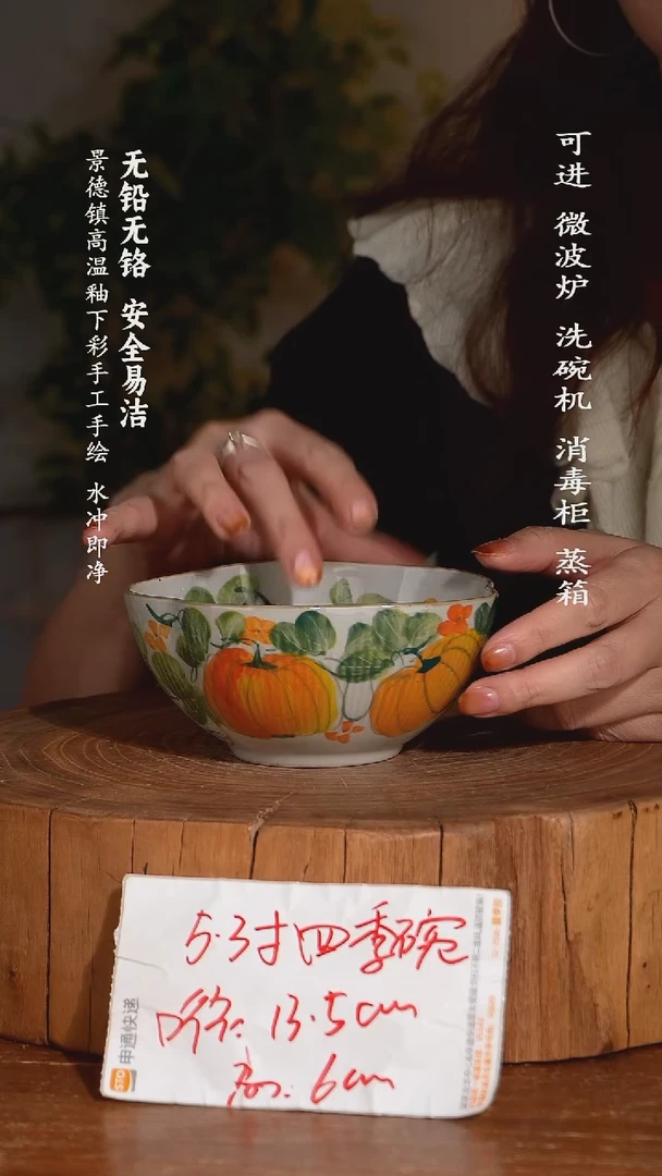 碗陶瓷景德镇高温瓷釉下彩手绘陶瓷