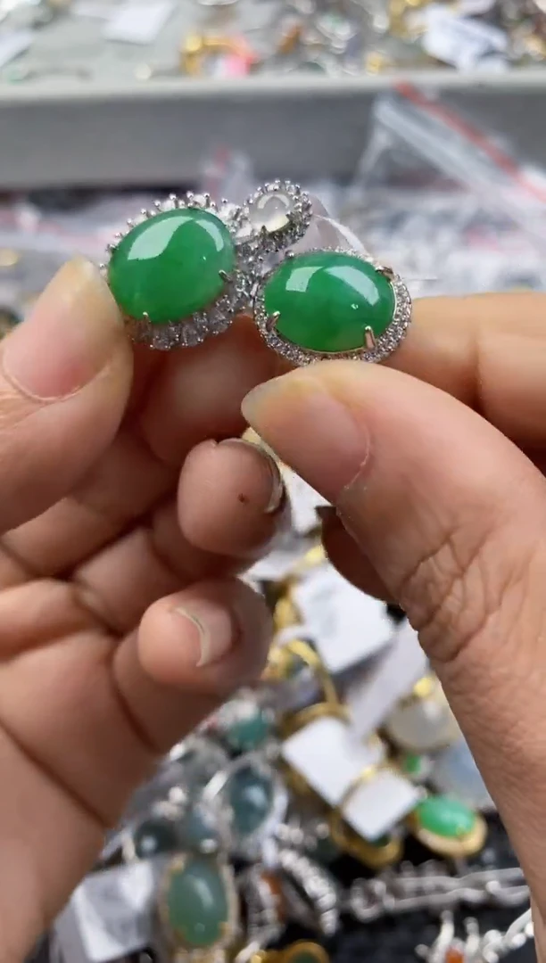 银S925镶嵌戒指翡翠222----1