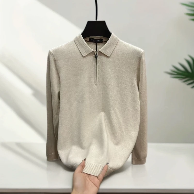 男士长袖翻领针织衫简约百搭