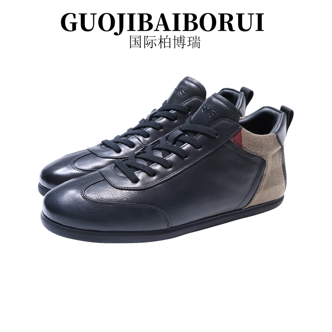 男士休闲皮鞋秋季新款高帮加绒保暖真皮软底休闲鞋时尚百搭板鞋