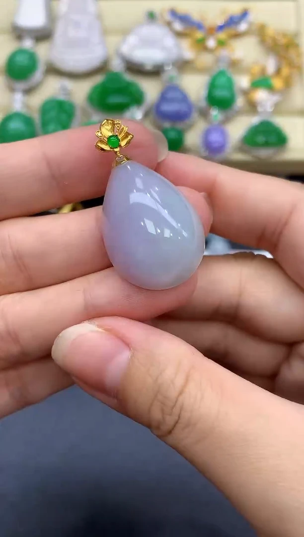 颈饰18K金镶嵌翡翠180-中国好珍宝