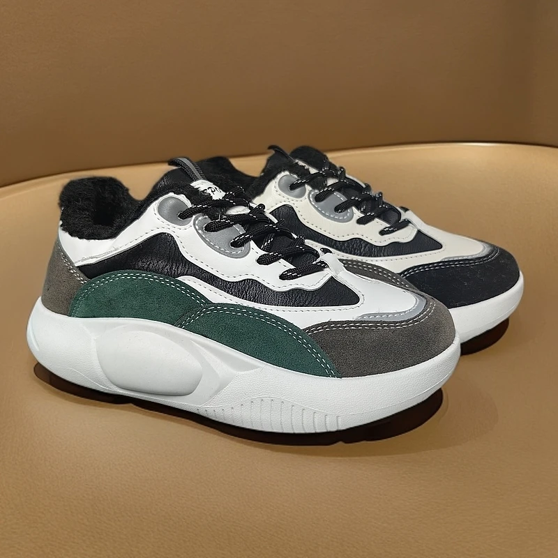 女秋冬【加绒】百搭时尚舒适系带厚底小白鞋摇摇底板鞋622-2