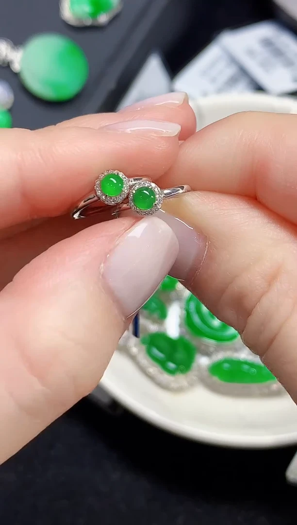 18K金镶嵌翡翠耳饰L1603多样性发其一