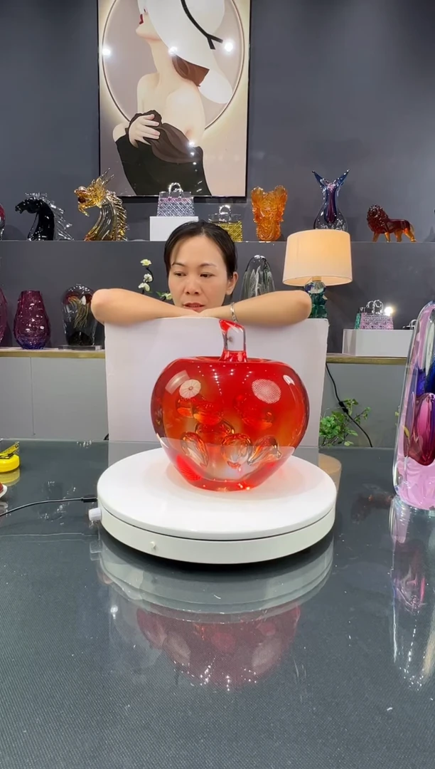 琉璃琉璃水晶琉璃苹果摆件1个
