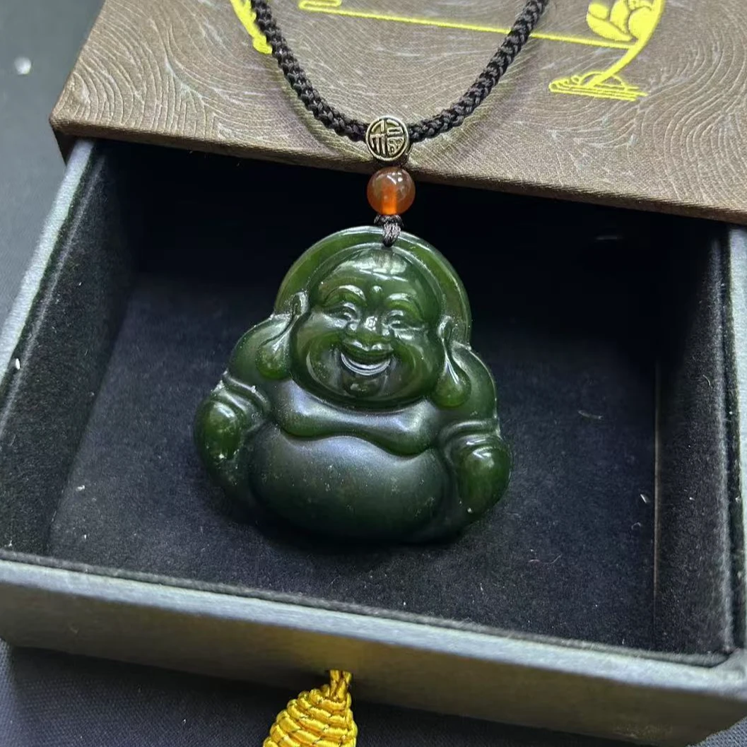 和田碧玉 大肚佛 绿色 时尚 尺寸48*48（多样性发货 发一件）