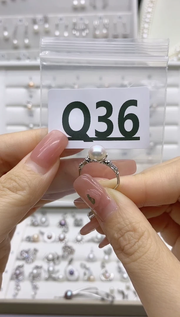 银S925镶嵌无淡水珍珠月**子Q36