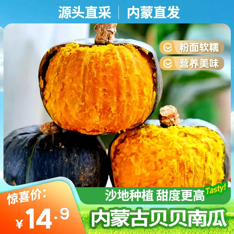 正宗内蒙古沙地贝贝南瓜板栗香口感软糯甜瓜4.5-5斤装