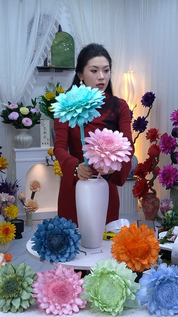 永生洋蓟樱花粉+蒂芙尼蓝【花心短叶片有伤】8052