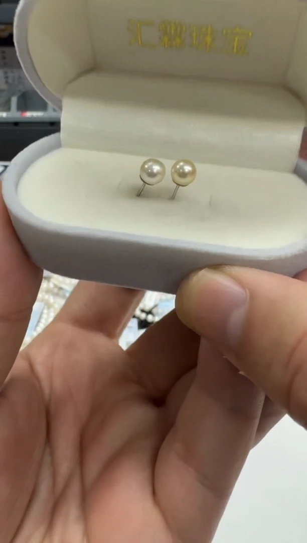 【闪购商品】海水珍珠耳钉银S925镶嵌5-6mm