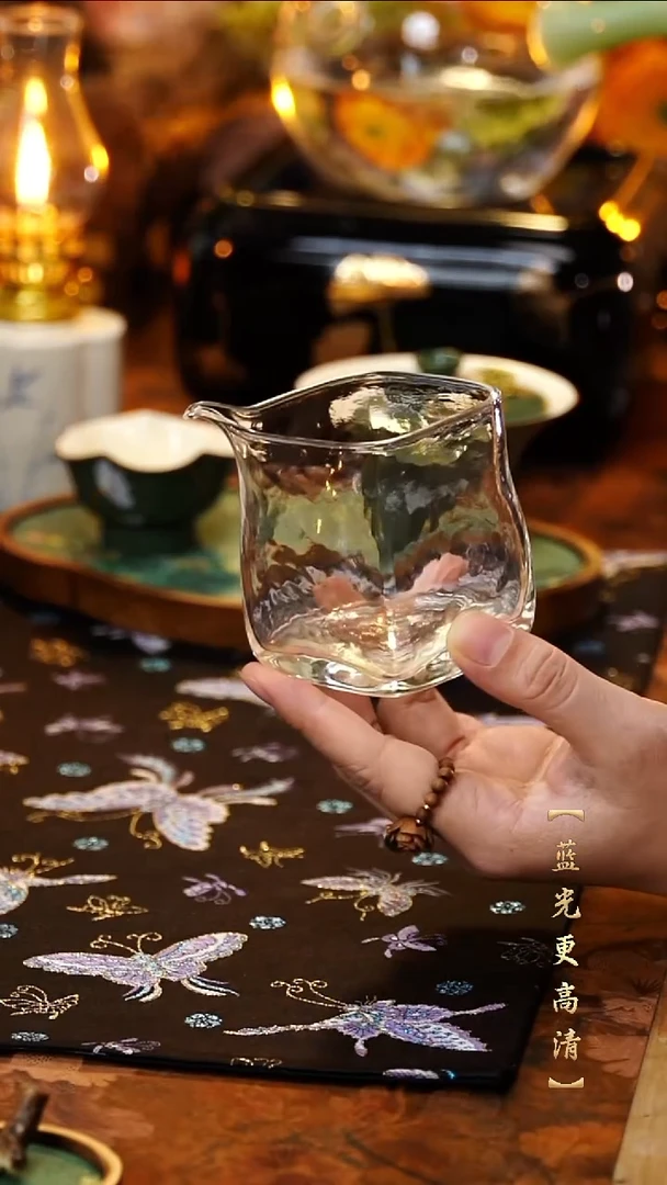 【闪购商品】小号四方锤纹高硼硅玻璃公道杯