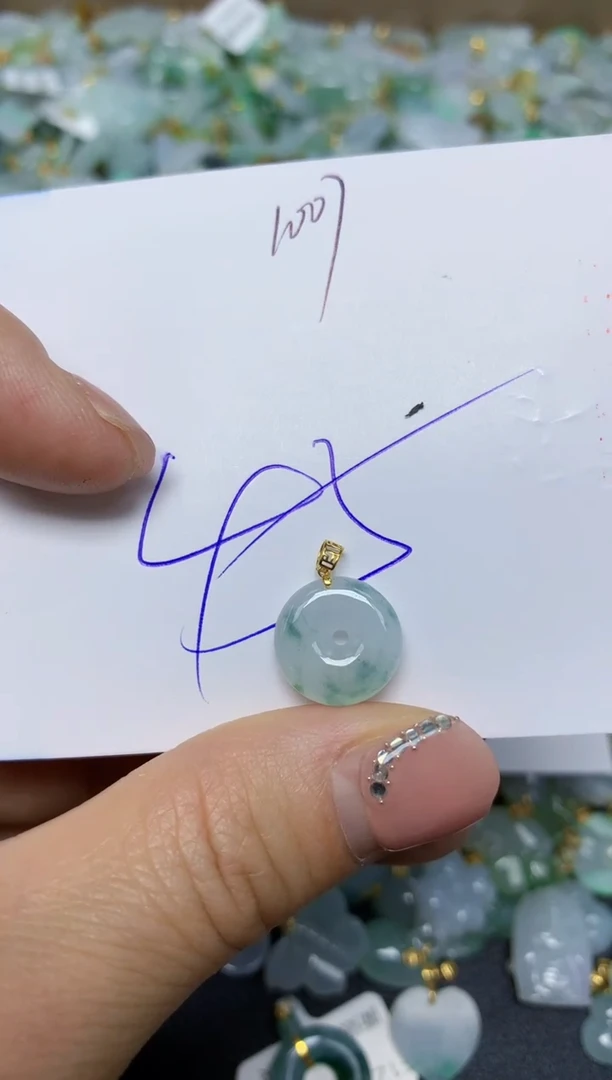 【闪购商品】翡翠挂件18K金镶嵌 天然翡翠A货