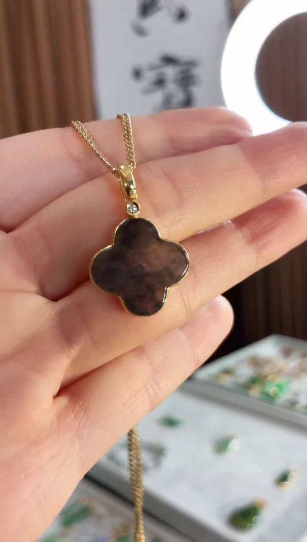 吊坠(不含链)18K金镶嵌翡翠吊坠