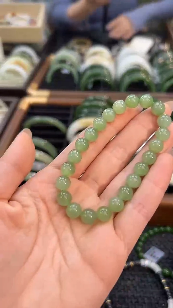 未镶嵌手链和田玉带猫眼的果冻串