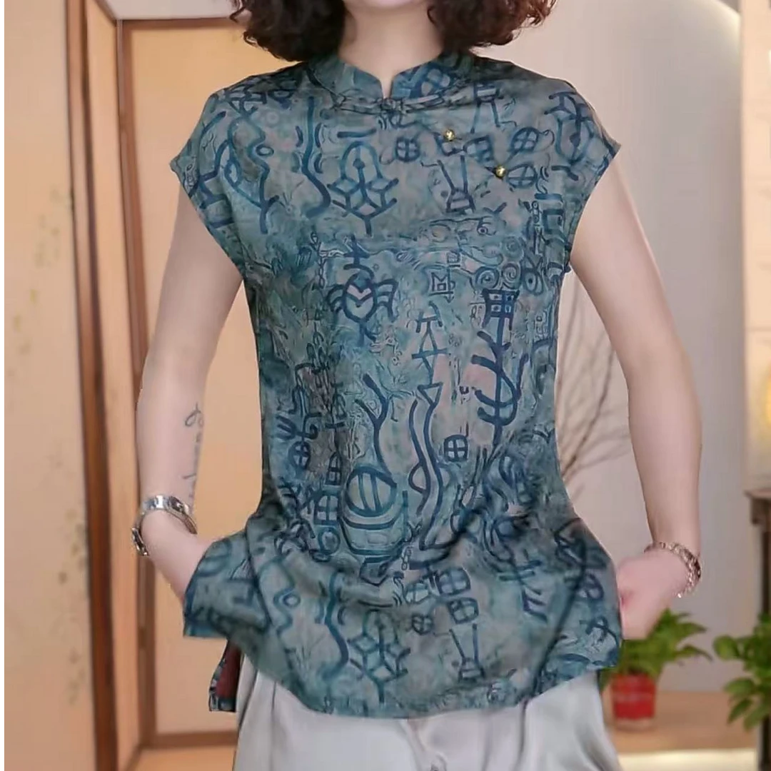 甲骨文新中式国风两边开叉上衣 105
