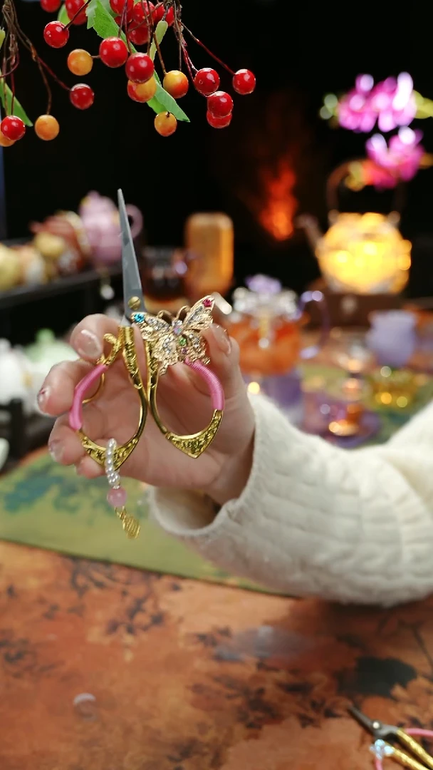 【闪购商品】粉色蝴蝶茶袋小剪刀