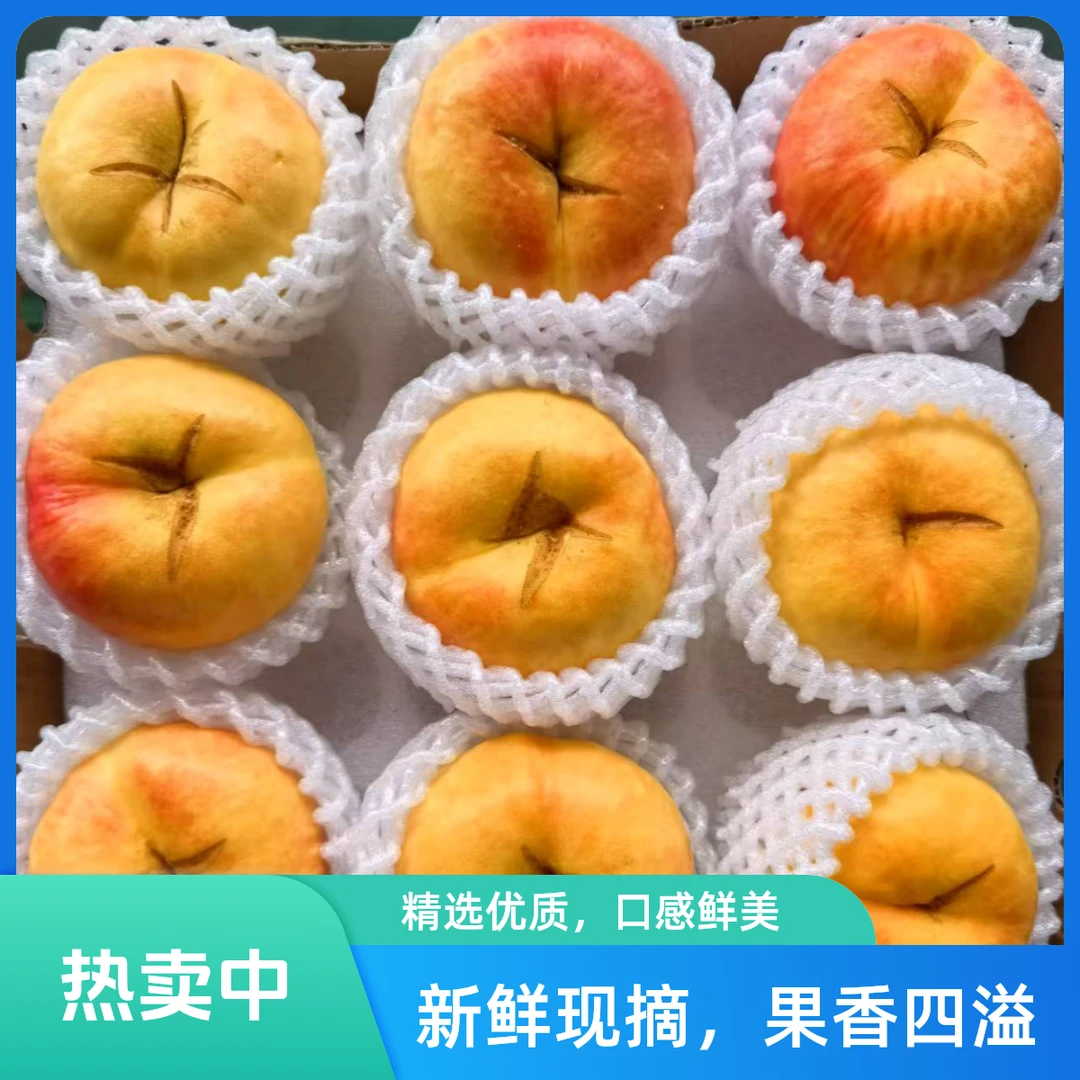 【空运包邮z】糖炸彩虹油蟠桃蒙阴爆甜彩虹蟠桃脆甜桃子现摘现发山东省