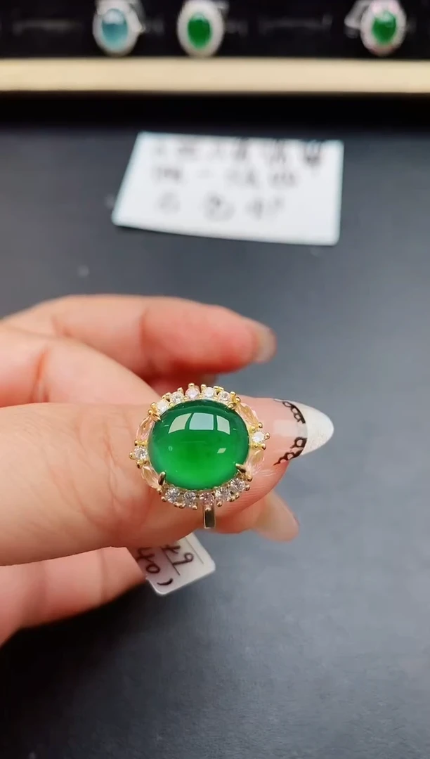 翡翠戒指银S925镶嵌50805