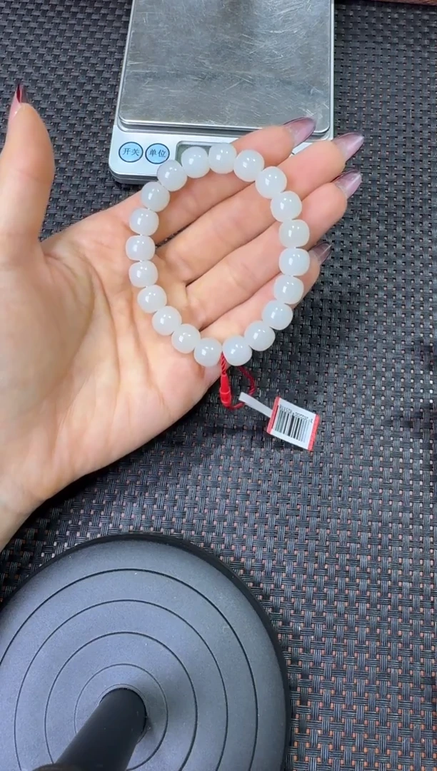 未镶嵌手串和田玉且末金山白玉老型珠卡9*10手串
