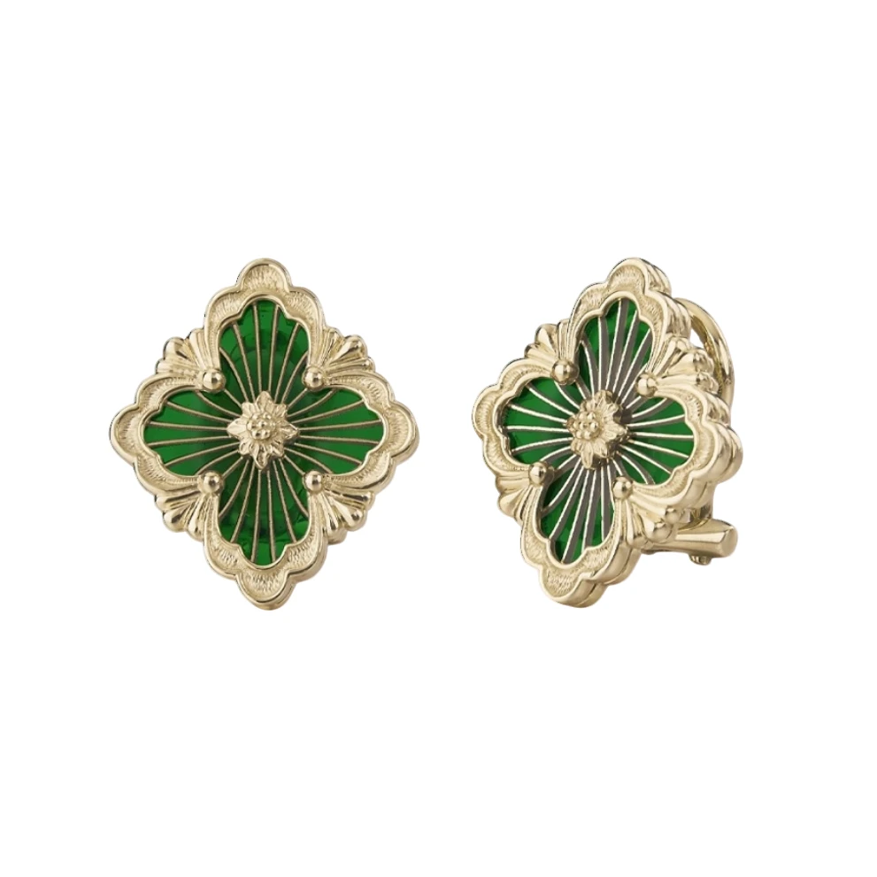 99新  布契拉提  大号黄金绿珐琅歌剧院耳钉