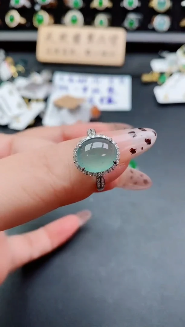 银S925镶嵌戒指翡翠1