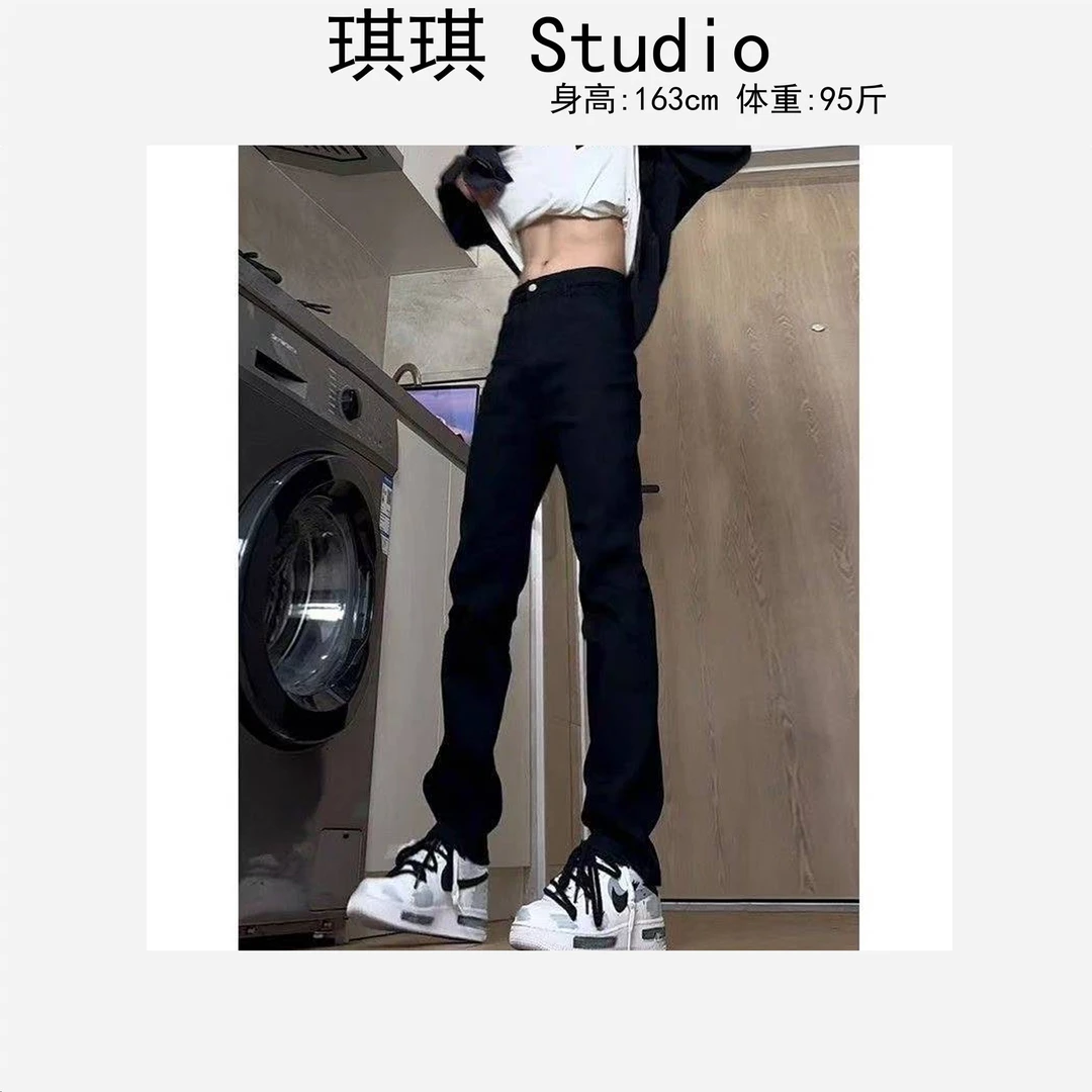 早春新款美式高街直筒修身显瘦窄版减龄百搭神器年度牛仔裤-77