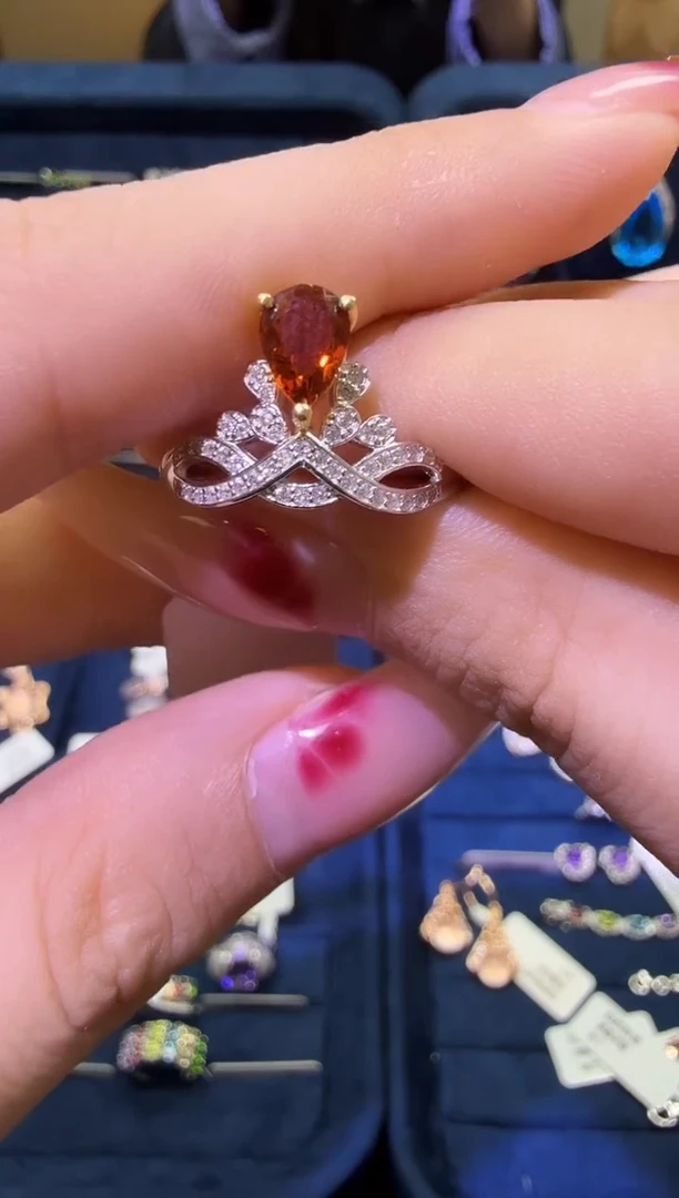 银S925镶嵌戒指黄晶天然宝石