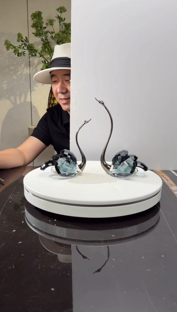 摆件CS0103050墨兰水晶天鹅一对