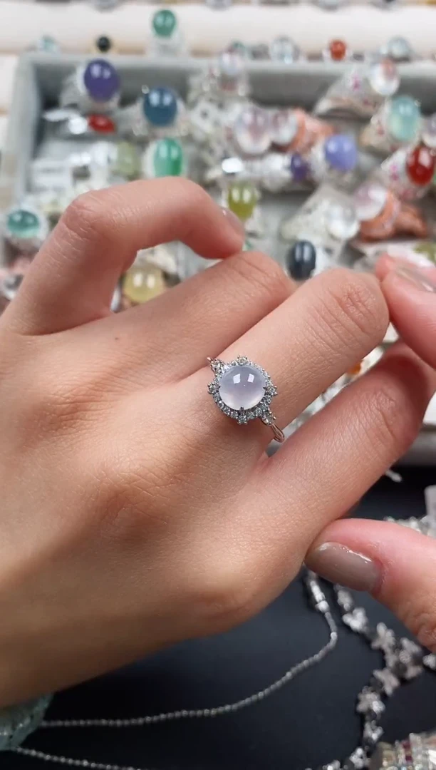 银S925镶嵌戒指翡翠怀*姐333333333+3