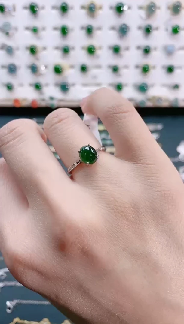 【闪购商品】翡翠戒指银S925镶嵌天然翡翠