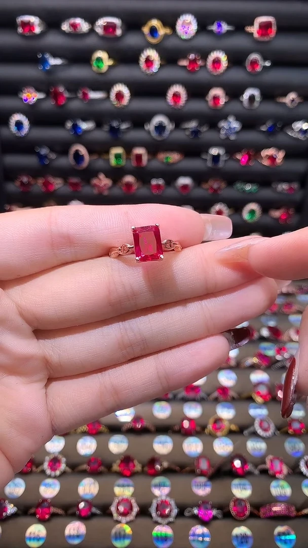 【闪购商品】红宝石戒指银S925镶嵌7.9玫瑰金