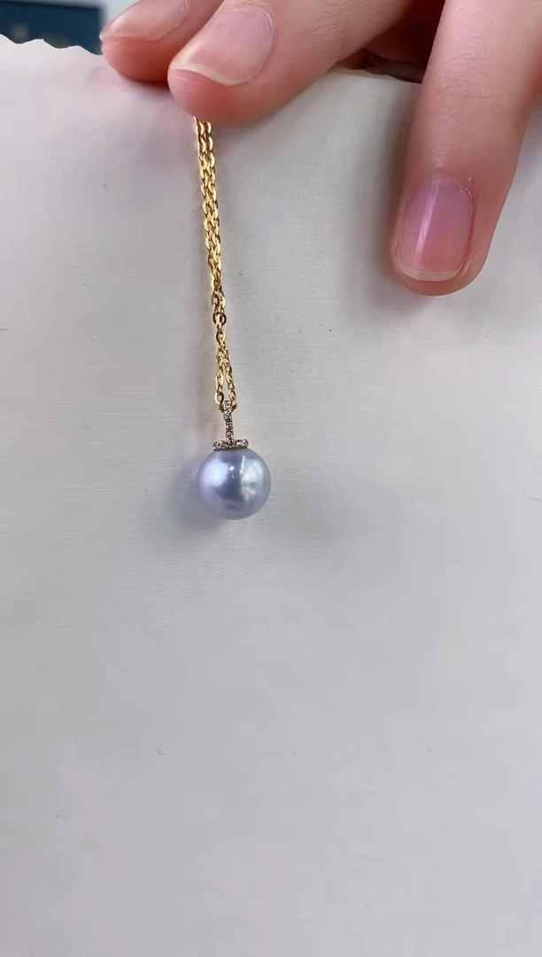 【闪购商品】海水珍珠吊坠(赠链)18K金镶嵌9-10真多麻吊坠