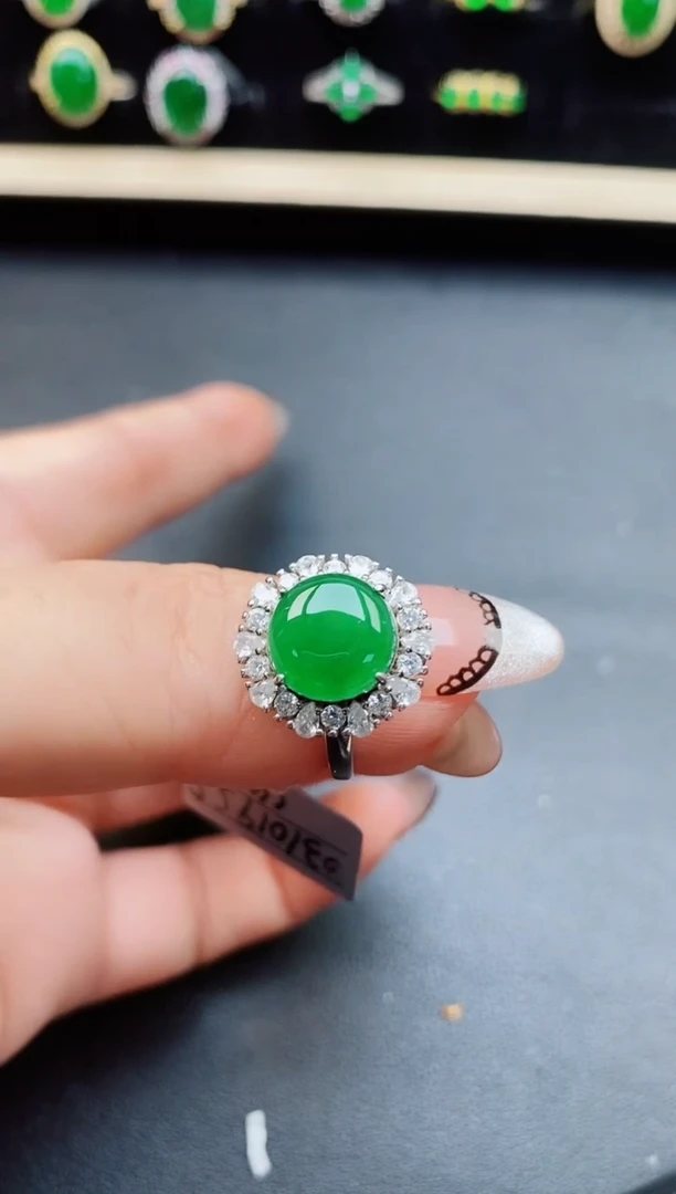 翡翠戒指银S925镶嵌0000