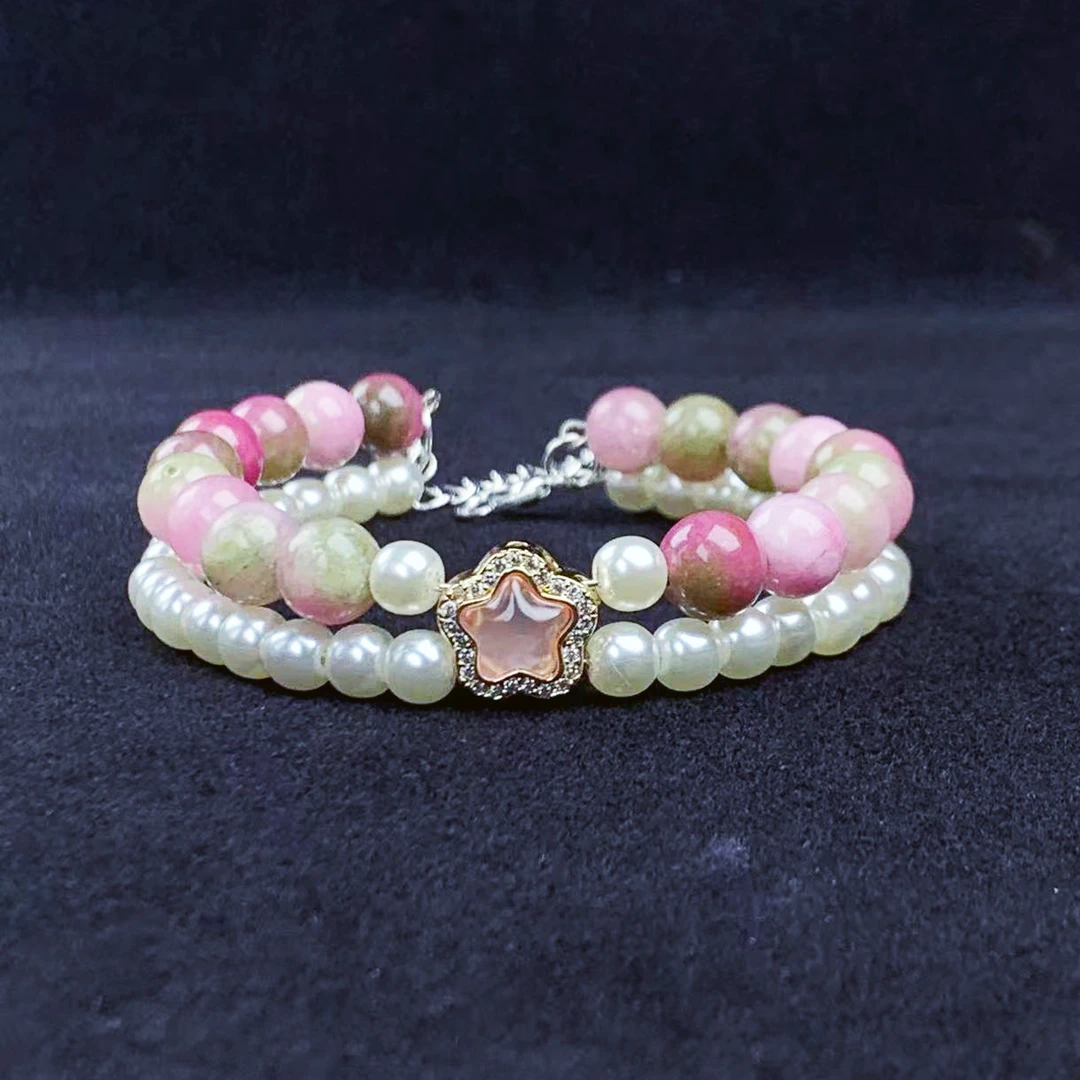 纯铜仿珍珠手链 复古/宫廷法式甜美双圈手链百搭气质简约