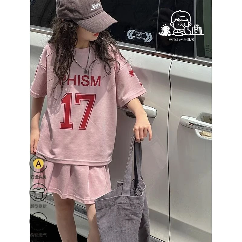 韩国女童夏装运动套装2025新款儿童短袖半身裙两件套童装时髦衣服