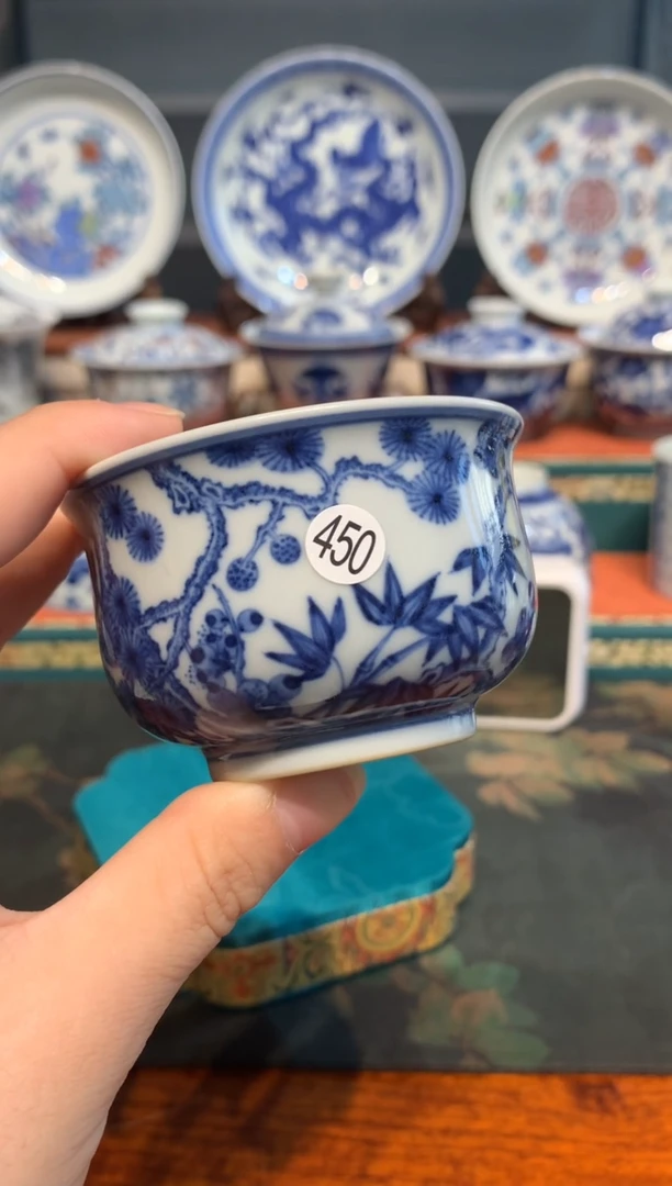 祥*450青花松竹梅炉式杯wls102