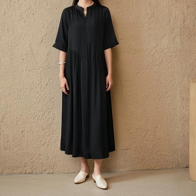 【墨韵垂云】0015新款时尚休闲连衣裙