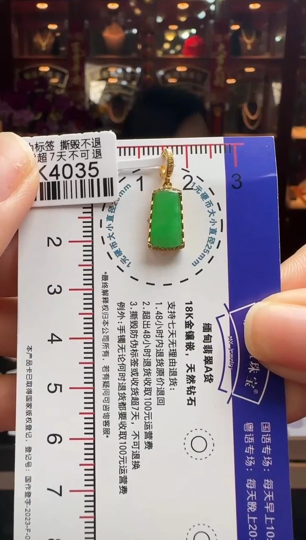 【闪购商品】翡翠颈饰18K金镶嵌DK4035绿无事牌