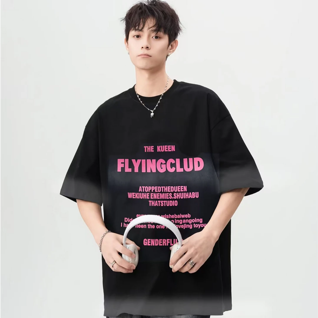 5816黑色青少年时尚潮流休闲短袖T恤