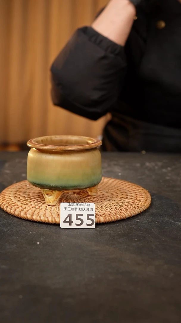 【闪购商品】瓷片455泥泥手工花盆口7-8高7-8