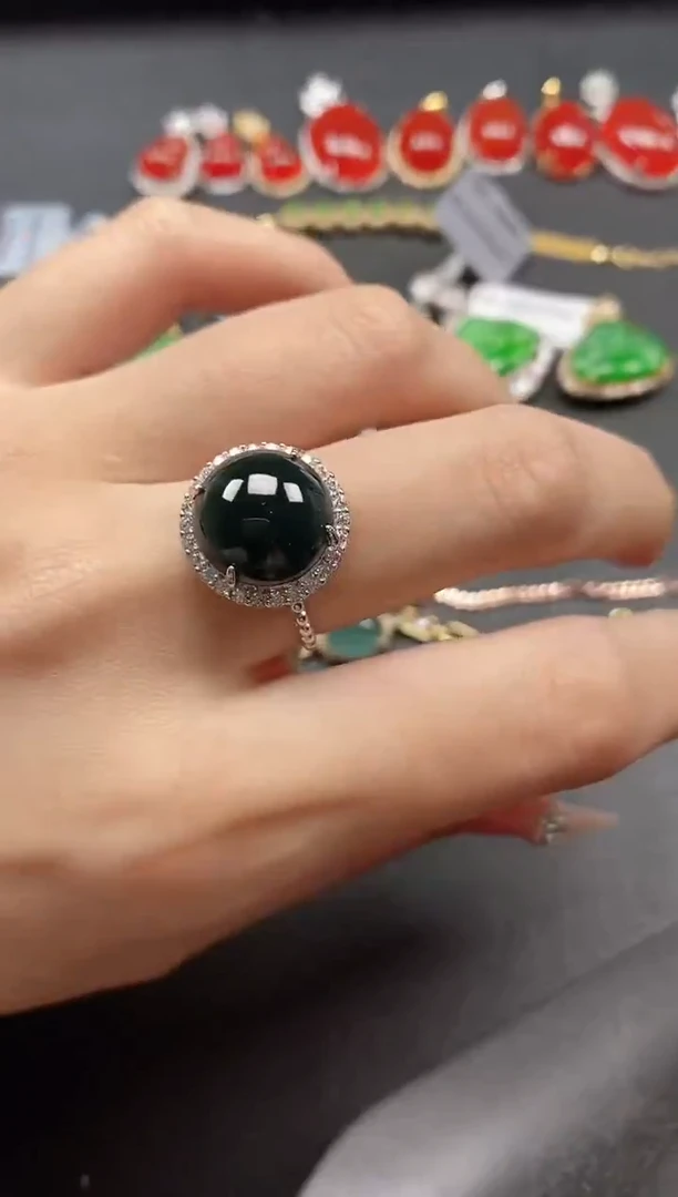 银S925镶嵌戒指翡翠51511