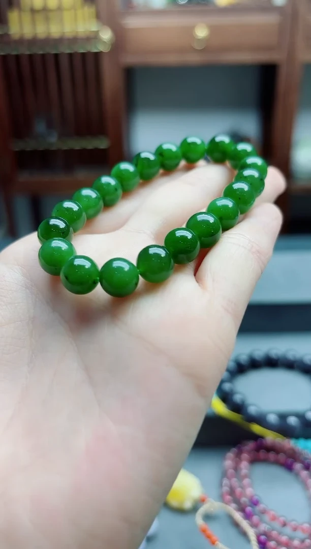 和田玉未镶嵌挂件碧玉手串ZD
